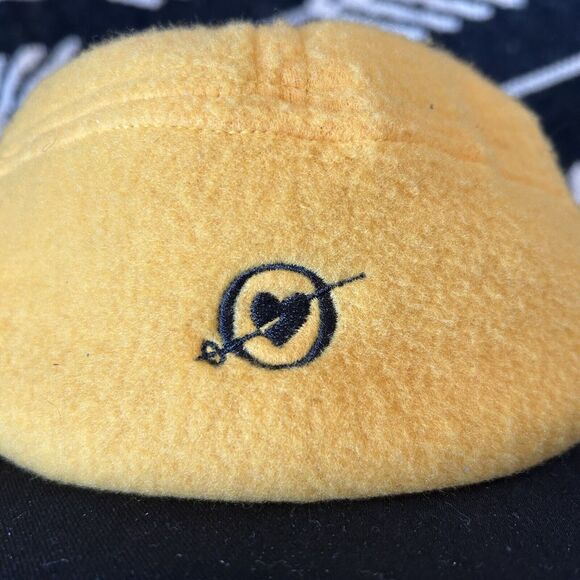 Vintage Heart Cupid Hat Cap Winter Ear Neck Flap Yellow Made In USA L XL - Picture 2 of 6
